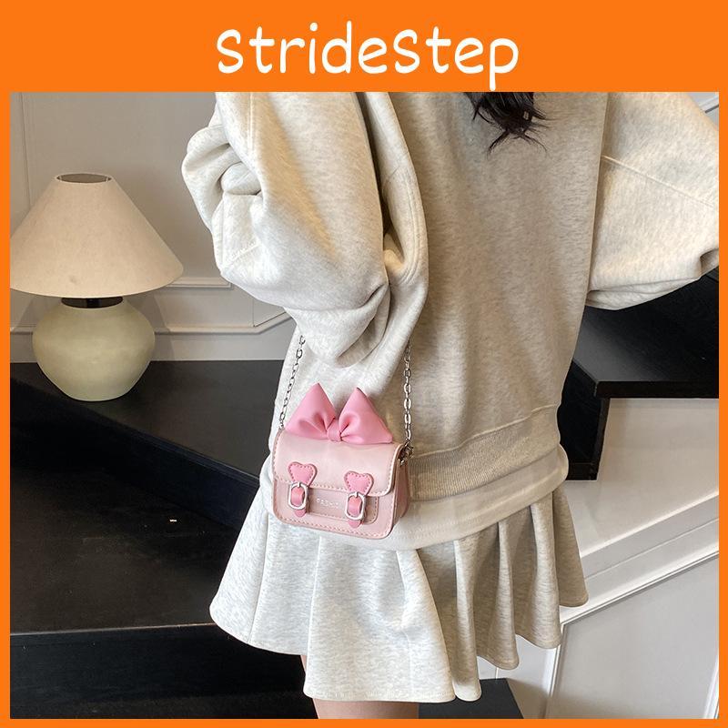 Letter Bow Pattern Solid Color Leather Children Shoulder Chain Bag Shoulder