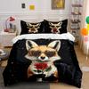 Fox Rose Starry Night Decor Soft Comfortable Duvet Cover Bedding Set Included 1*Duvet Cover & 2*Pillowcases, Gift