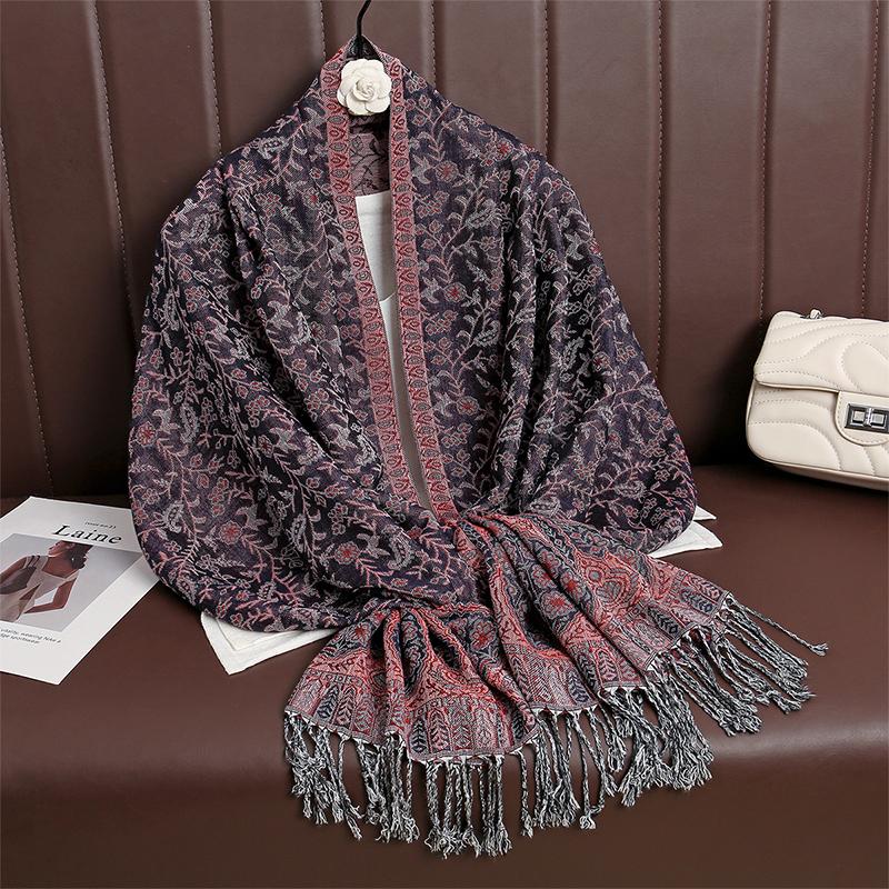 Damen Winterschal Paisleymuster Kaschmir Pashmina Schals Wraps Hijab Schals und Tücher Weibliche Echarpe Schals Luxusmarke
