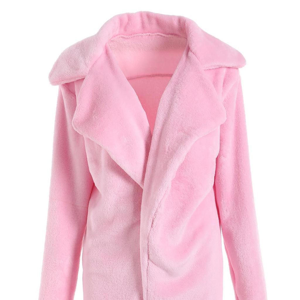 Sexy Plush Lapel Fitted Jacket Winter Women Faux Fur Cardigan Coats Double-Faced Fleece Casual Solid Color Outwear Female Plush Thick Jacket