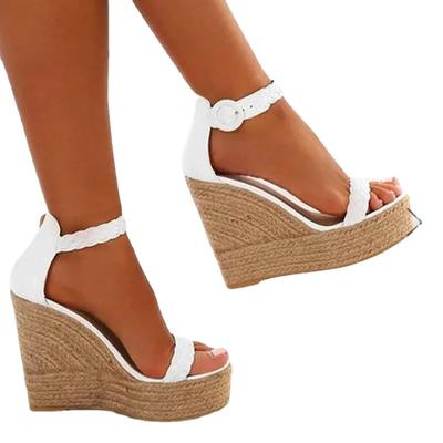 Damen Sommer Sexy Keilsandalen Plateau Damen Hohe Absätze Schuhe Damen Mode Strohschnalle Offene Zehenpartie Lässig Damen Fußbekleidung2026