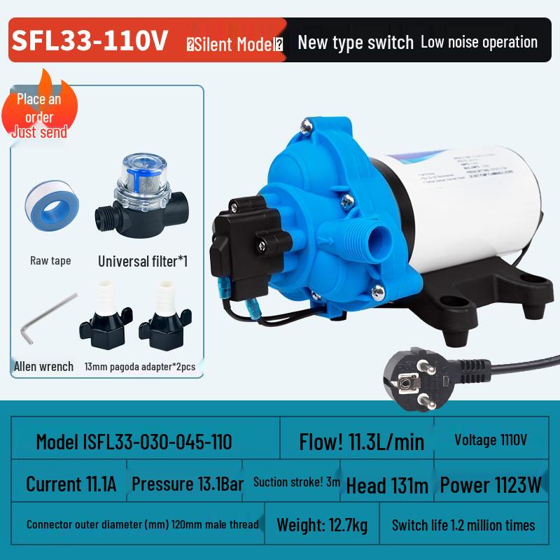 Pompă de apă cu diafragmă de înaltă presiune 12/24V RV Barcă cu comutator automat