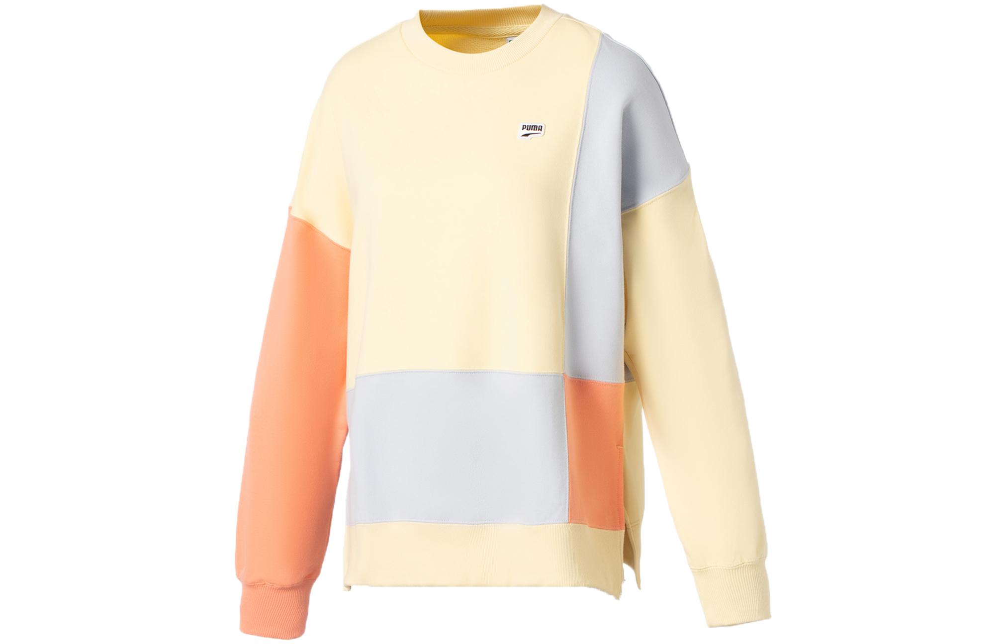 PUMA Sweatshirts Women s Beige Crew Neck Moderate Regular 535366-41 M