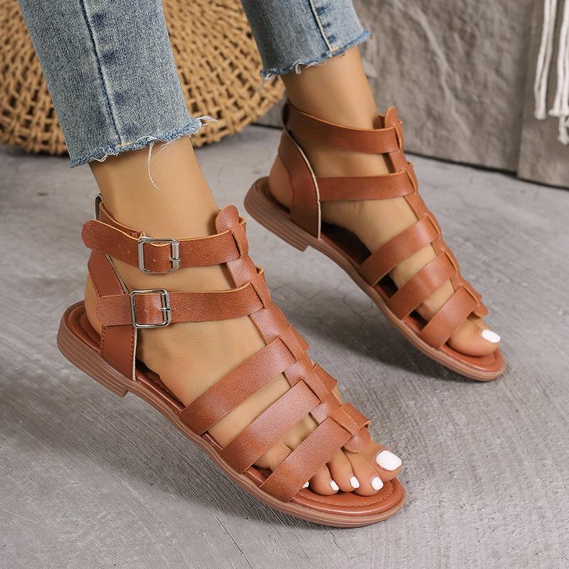 Sandali da spiaggia traforati antiscivolo con tacco grosso, da donna, di grandi dimensioni, alla moda primaverile e casual.
