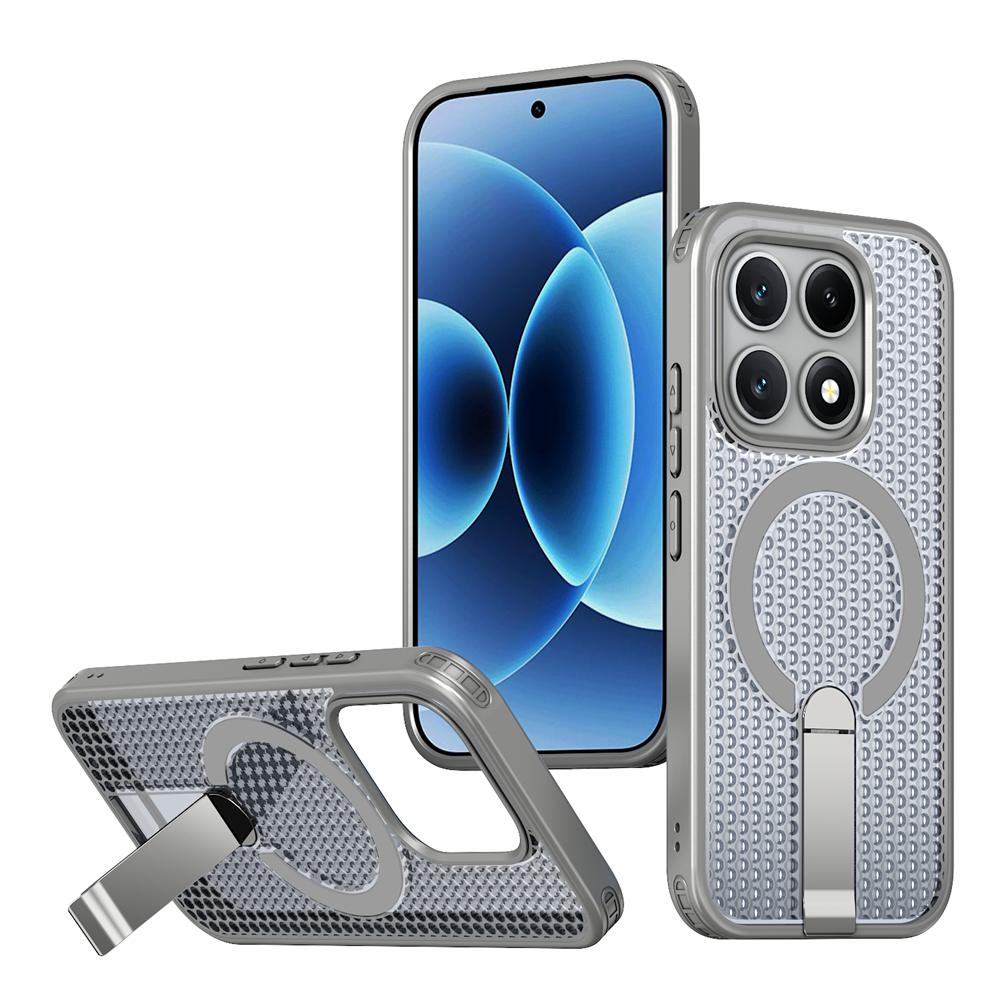 KEYSION Hollow Heat Dissipation Magnetic Case for MagSafe for Xiaomi 17 Cooling Hide Stand Shockproof Phone Cover for Xiaomi 17