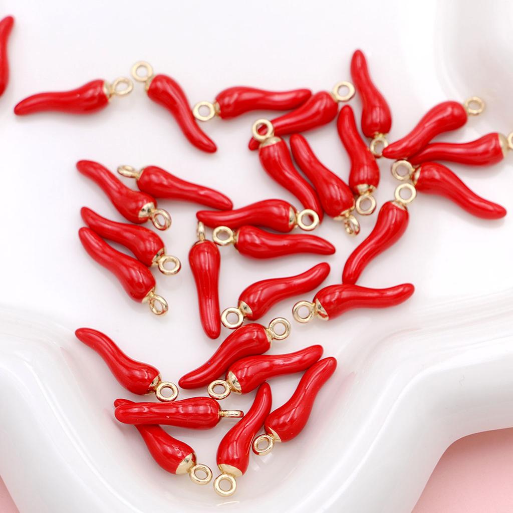 10Pcs Gold Color 3D Red Chili Shaped Charms Pendants For Jewelry Making Diy Handmade Necklace Bracelets Earrings Accessories