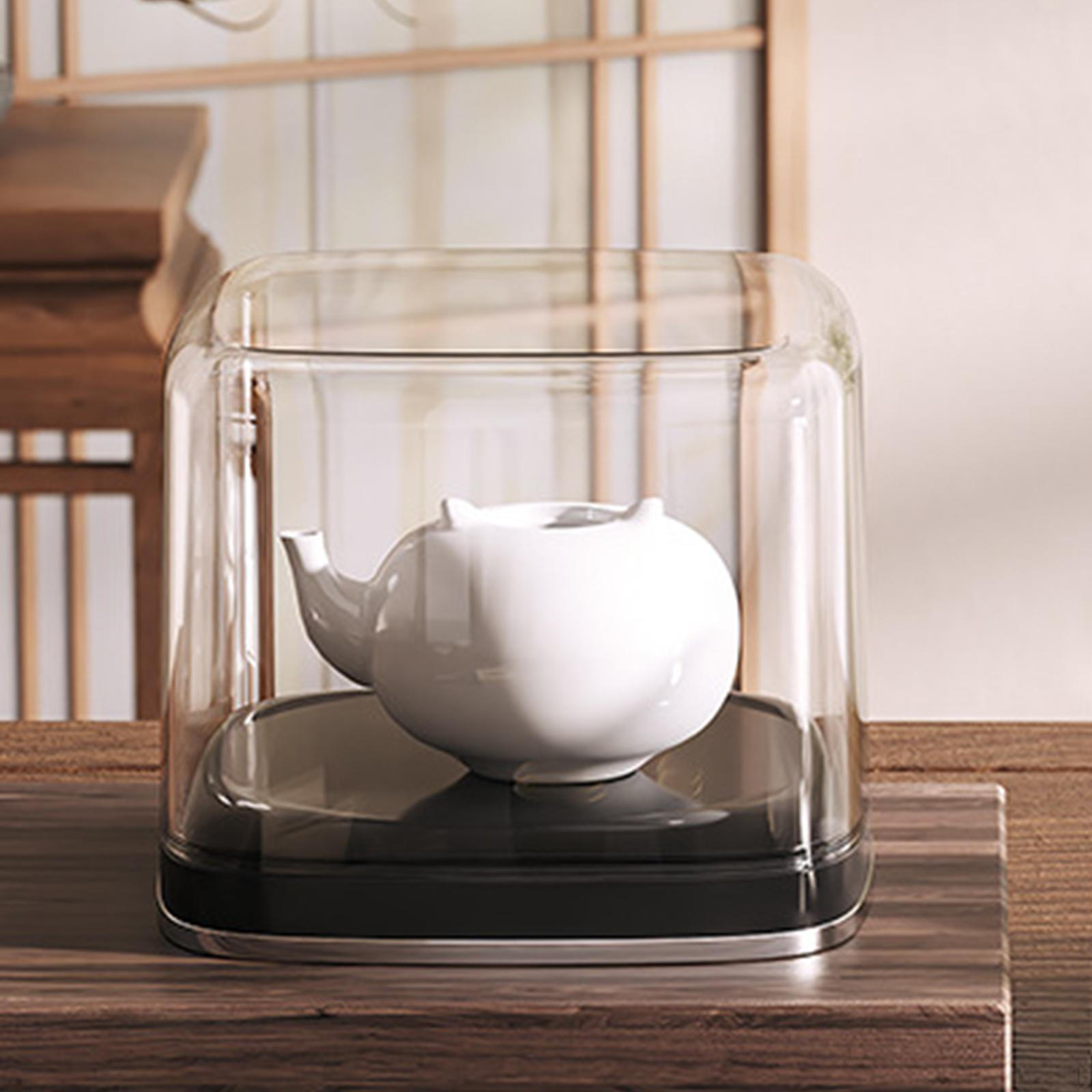 

Clear Teapot Storage Box Coffee Cup Case Dustproof Multipurpose Teaware Organiser Tea Service чорний
