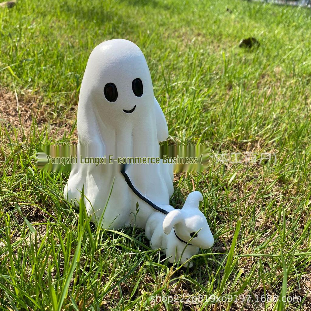 Ghost Dog Resin Statue: Halloween Ghost Series Decoration