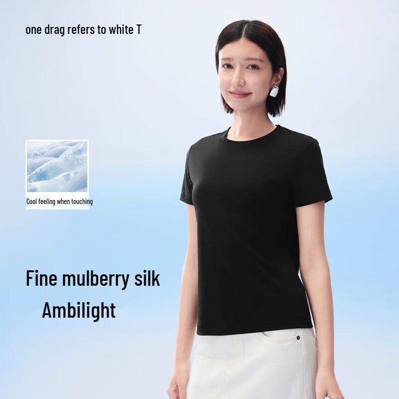 

Muzhi Bai Xiao T Mulberry Silk Cool-Touch Short Sleeve T-Shirt M