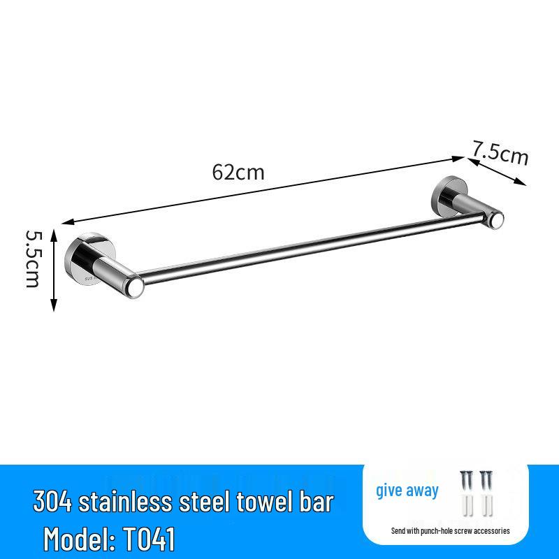 304 Stainless Steel Bathroom Rack Set: Towel Rack, Toilet Triangle Rack, Paper Holder, Storage Hanger