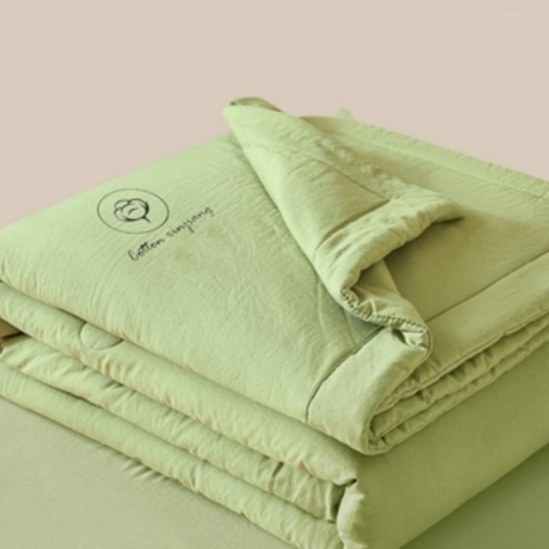 1pc Unprinted Cotton Quilt  Cool Summer Air Conditioning  Solid Color  Skin Friendly  Washable  Lightweight