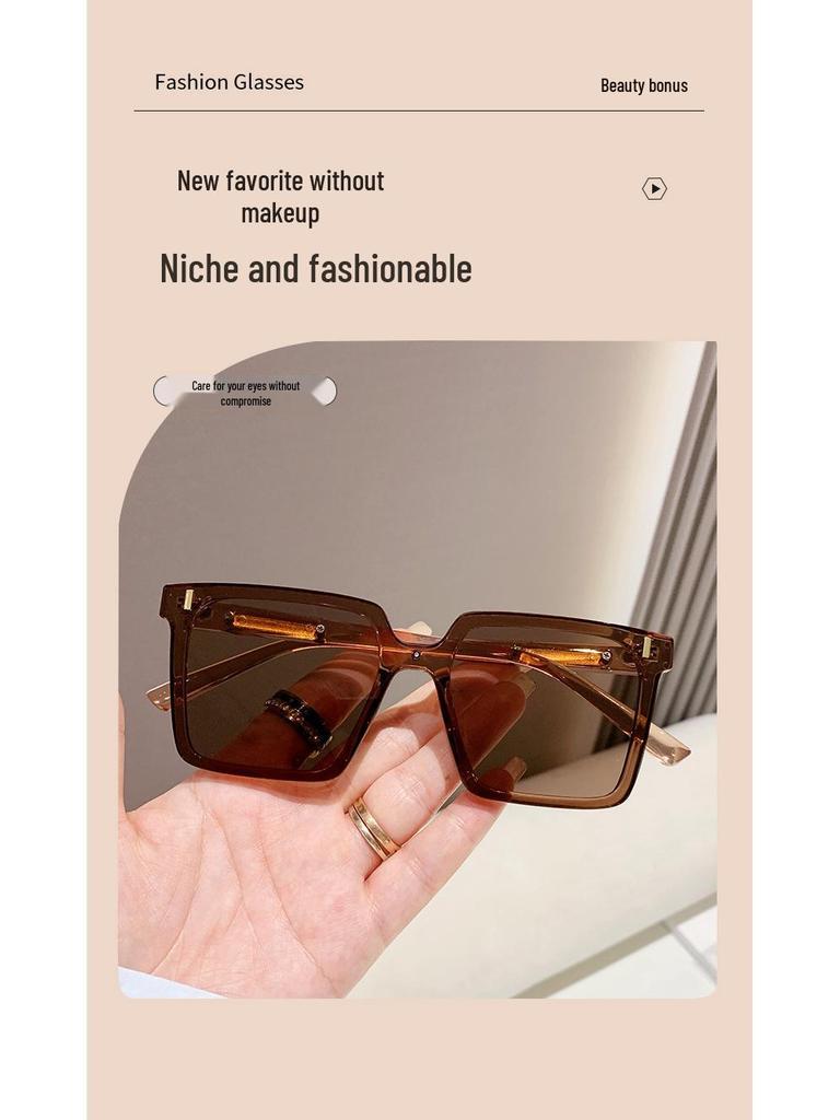 High-End Korean Style Fashion Sunglasses - Trendy Large Frame Anti-UV, Face-Slimming Design for Men & Women Travel