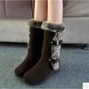 New Winter Women Boots Casual Warm Fur Mid-Calf Boots Shoes Women Slip-On Round Toe Wedges Snow Boots Shoes Muje Plus Size 42