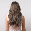 Long Wavy Brown Synthetic Wigs Middle Part for Women Blonde Highlighted Hair Heat Resistant Cosplay Daily Wigs