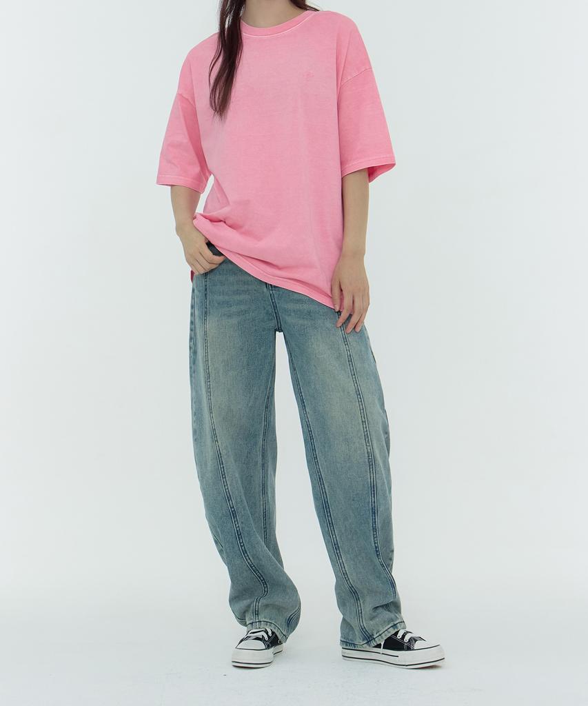 Akeusi Craft Centerline Over Balloon Fit Wide Denim Pants (Light Wash)