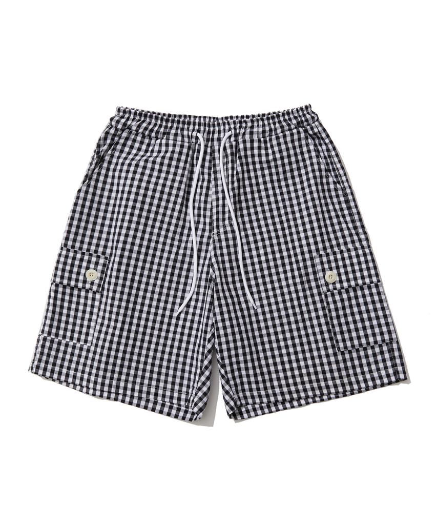 MOAA Cover Gingham Check Half Pants (Black)