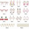 1 Box DIY 12 Pairs Clip On Earrings Pink Themed Clip On Earring Making Kit for Little and Women Jewelry Making Supplies
