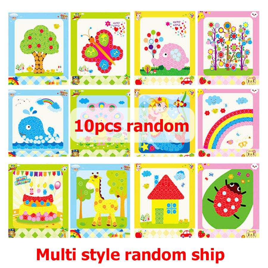 5pcs Style Random Button Stickers Children Creative Handmade DIY Button Painting Toys School Art Craft Kids Early Education Toys
