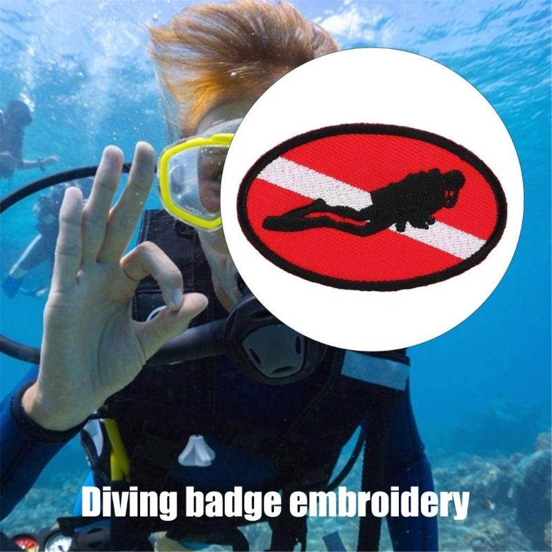 Scuba Diving Dive Flag Embroidered Patches Flag Iron On Diving Flag Patches Embroidered Diver Badge