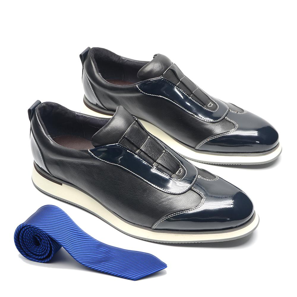 

Designer Luxury Casual Sneakers Elastic Band Slip-on Comfortable Men s Shoes Trendy Manual Genunine Cow Leather Flats Loafers 46