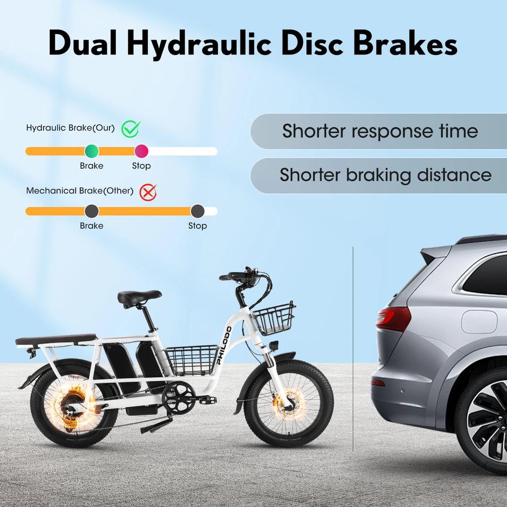 PHILODO Traveller Electric Bicycle 750W Motor 17.5AH/35AH Lithium Battery with Child Seat E Bike Adult 20-inch Tire Parent-child Electric Bike