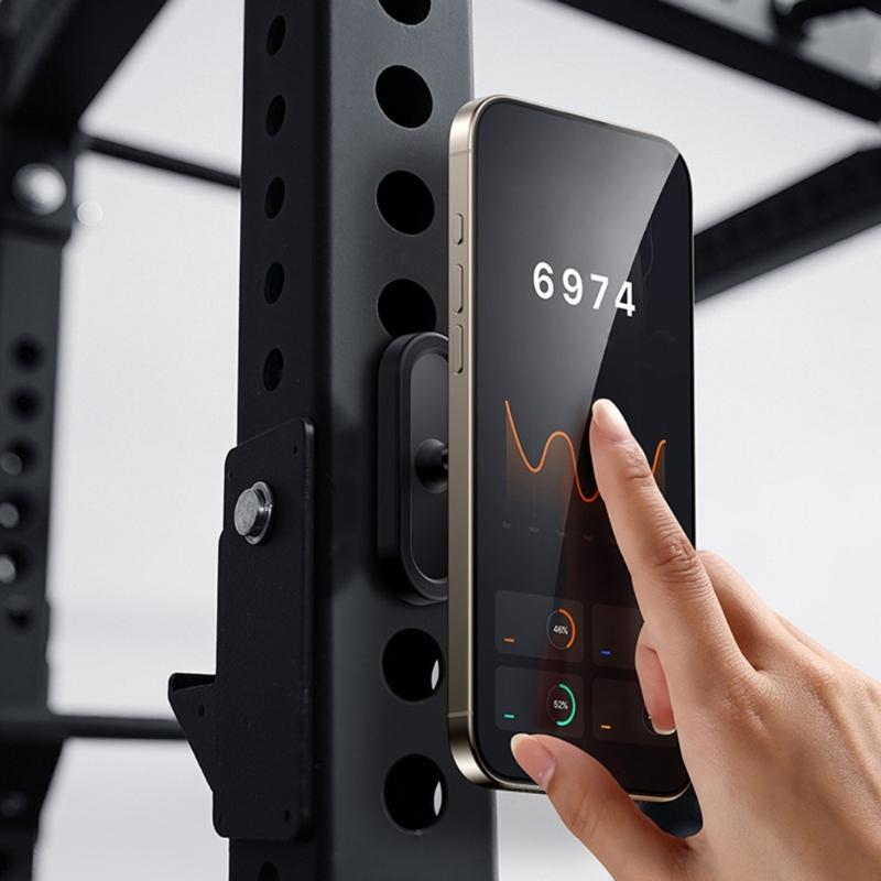 Upgraded Fitness Phone Mount Adjustable Angle ABS Secure Magnetic Base For Smartphones During Exercise