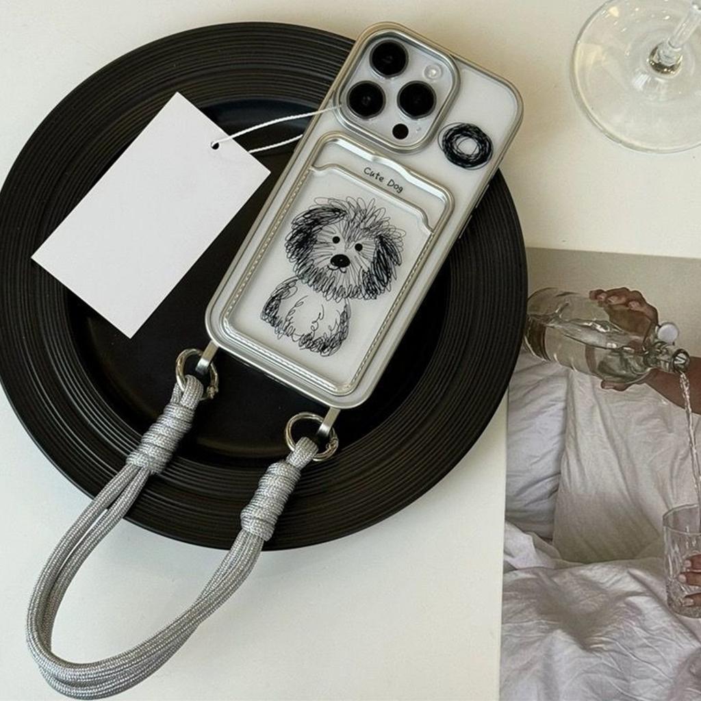 Electroplated Lanyard Card Holder Line Explosive Dog Goddess Anti-fall Skin-feeling Mobile Phone Case