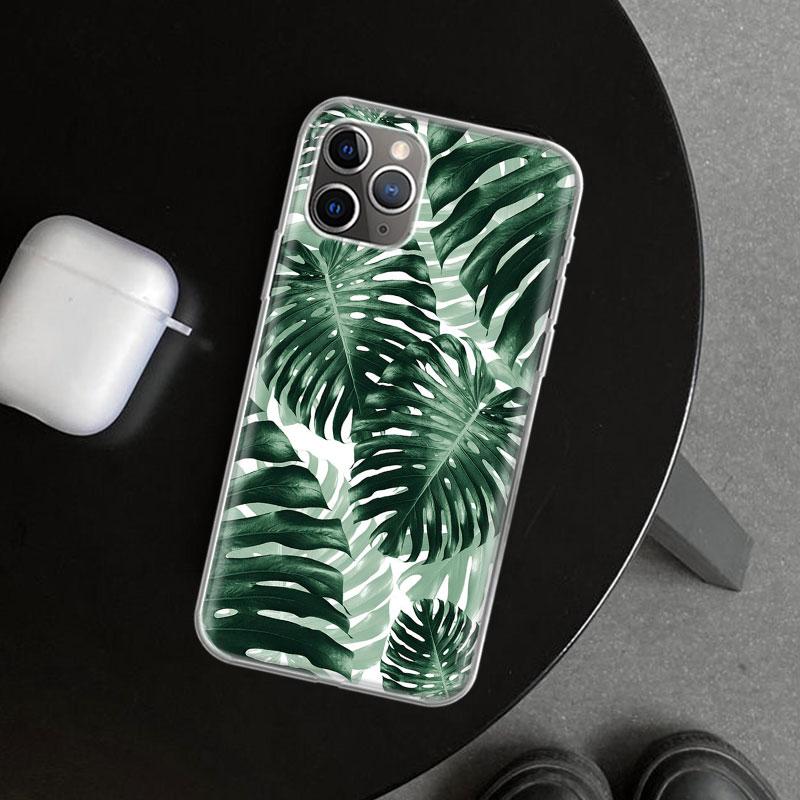 Summer Tropical Plants Green Leaf Phone Case Cover for iPhone 11 12 13 Mini 14 15 Plus 16 Pro Max 17 Air 7 8 + SE Art Customized