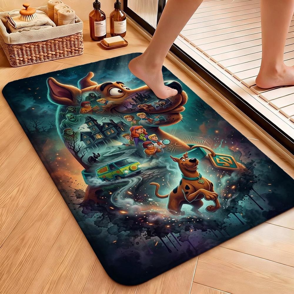 Scoobydoo Spooky Night Adventure Patterned Rug Soundproof Noisereducing Carpet For Bathroom Kitchen Home Party Decor Christmas Gift