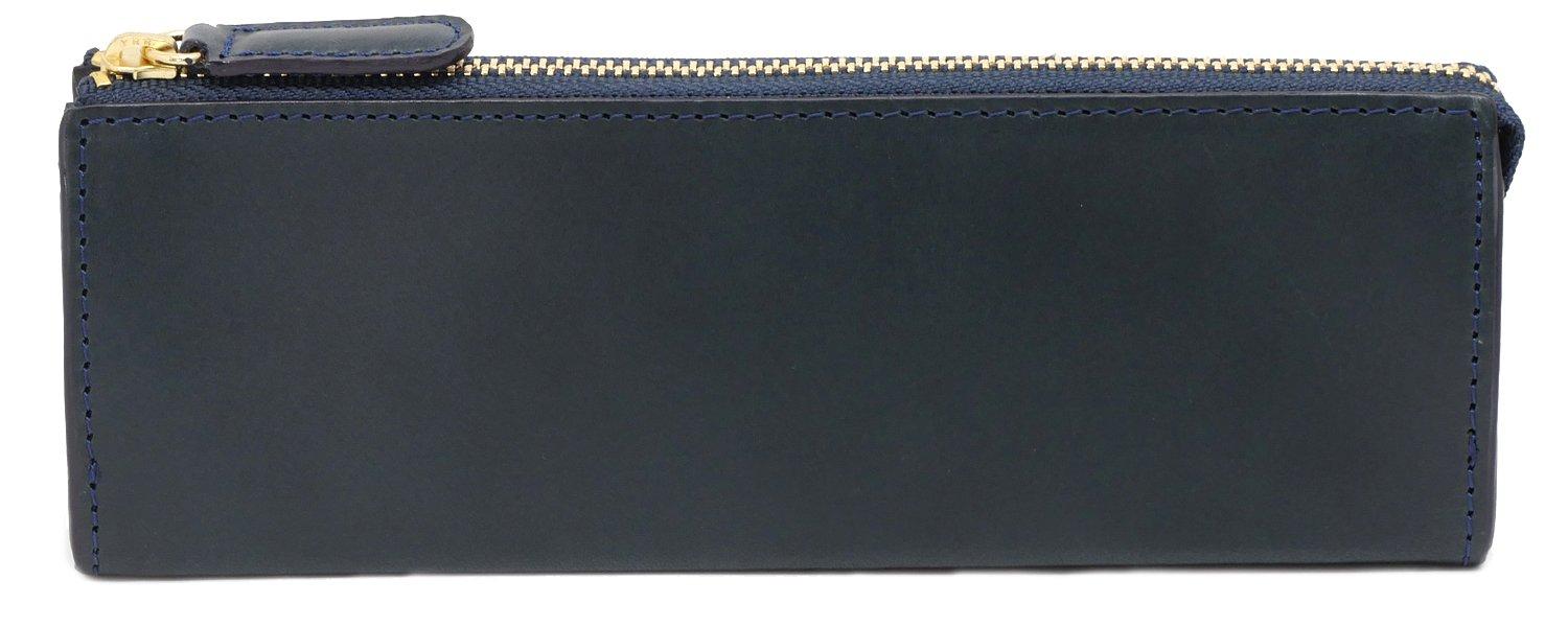 

zipper pen case L Rio Italian leather navy Slip-on IOL-3501
