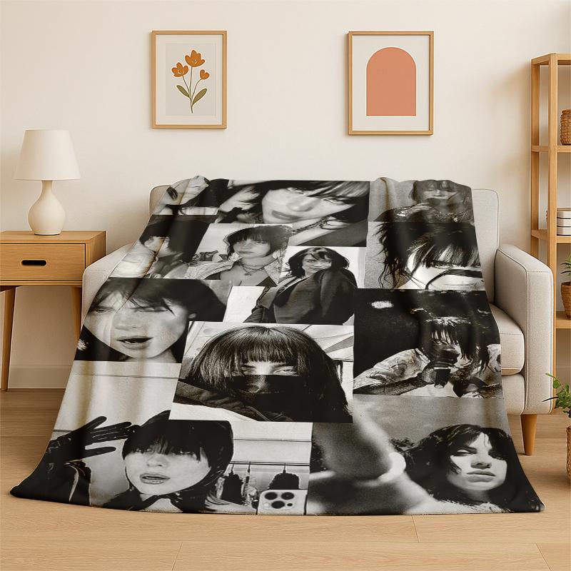 

3D Billie Eilish Singer Star Flannel Blanket Soft Warm Throw Blanket for Bedroom Living Room Bed Travel Camping Picnic Gift 75x90cm