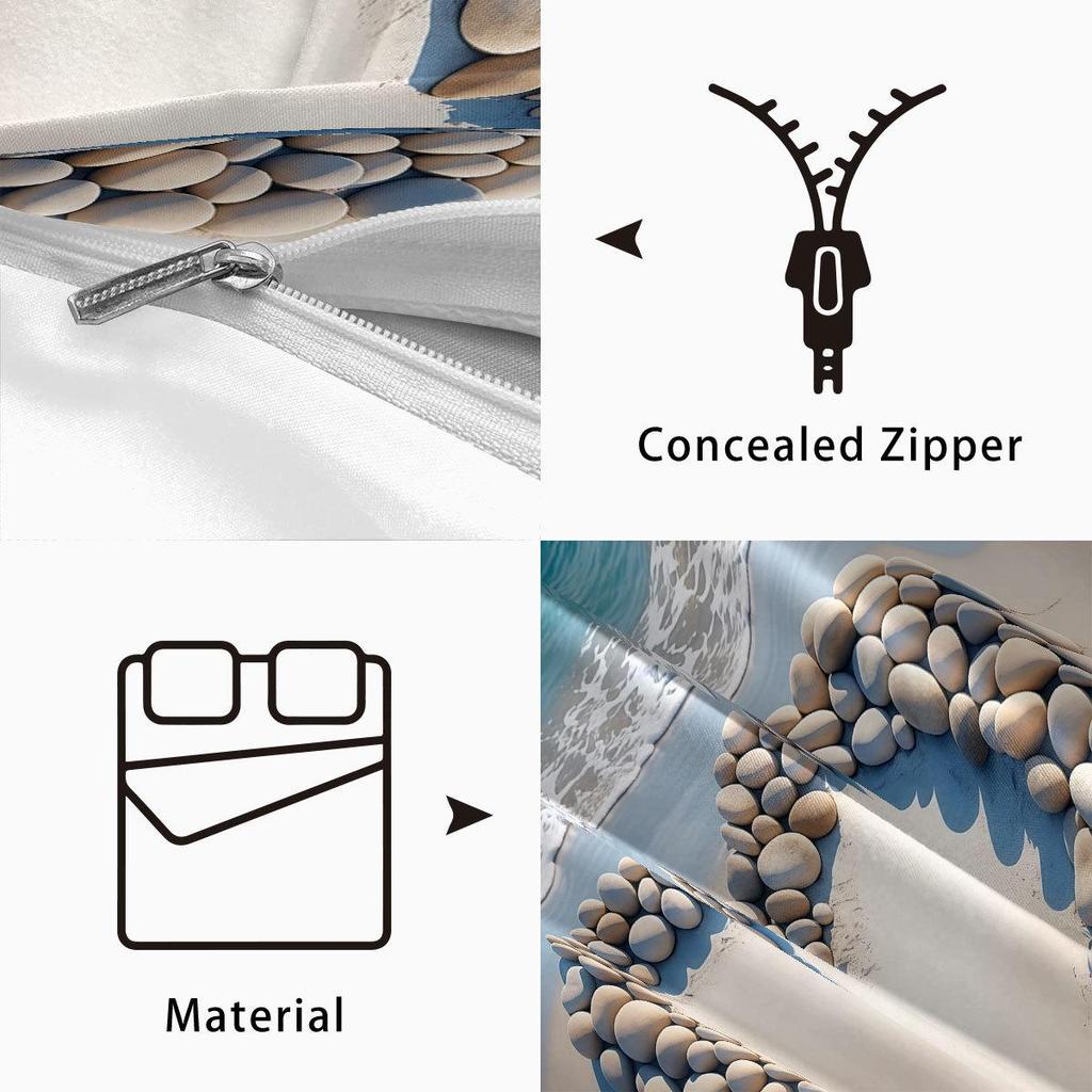 TEMU Starfish Shell Beach Ocean 3-Piece Duvet Cover Set