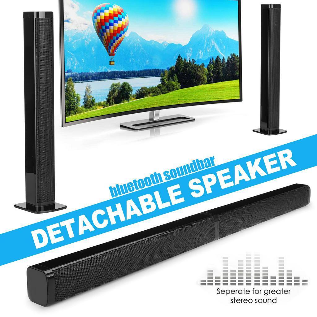 40W 5.0 Ses Çubuğu Siyah Ayrılabilir Bluetooth Hoparlör Süper Bas Ev Sinema Sistemi TV PC İçin ABD Fişli