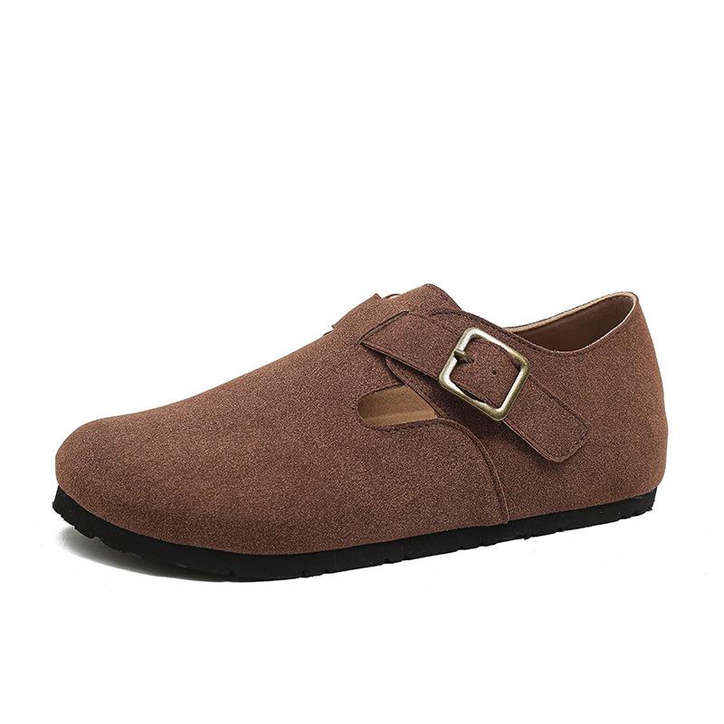 Grape mother winter velvet warm thick-soled big-headed shoes integrated leather single shoes one pedal fluffy shoes women's Boken shoes