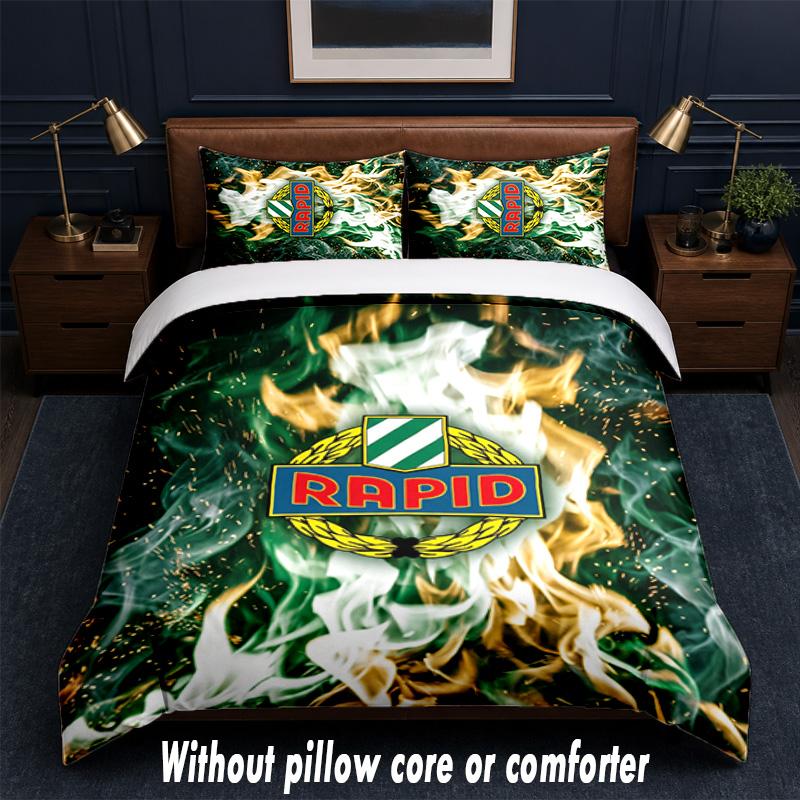Rapid Wien FC Design Bed Bedding Set 1 Duvet Cover + 2 Pillowcases Soft Breathable Household Bed Linens