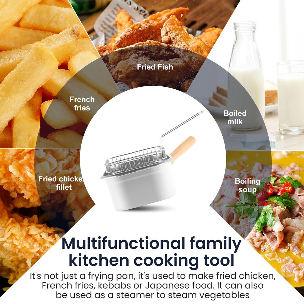 Deep Fryer Pot Stainless Steel Frying Pan with Basket and Lid Portable Square Deep Frying Pots Food Grade Cooking Tools Kitchen