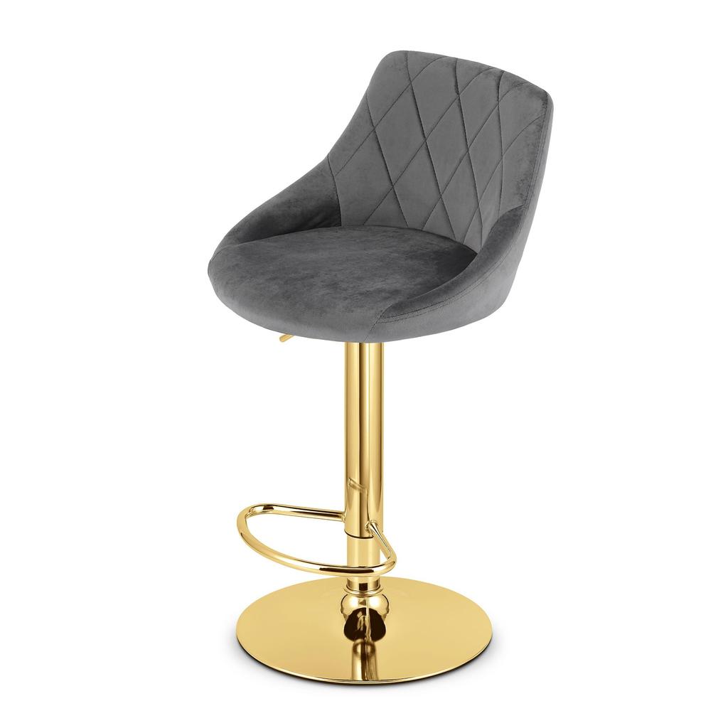 KAST stool - grey velvet / gold base x 2