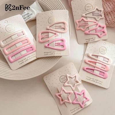 3pcs/set Mini Style Frosted Pink Color Hairpins For Women Girls BB Hair Clips Pin Snap Ornaments Accessories