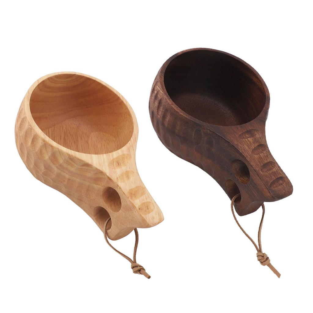 350ML Wooden Cup with Handle Portable Multifunctional Wood Mug Drinking Cup for Coffee Tea Milk Beve