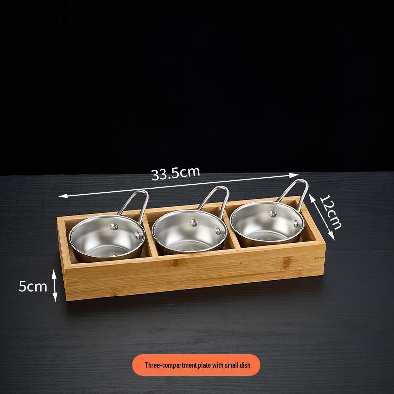 Youde Divided Bamboo Wood Serving Platter with Silver Inner Box