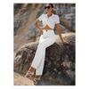 Royalica WomenS Solid Pattern Cotton Blend HighWaisted Pant With Ankle Length Button Down Closure Type And Classic Styl