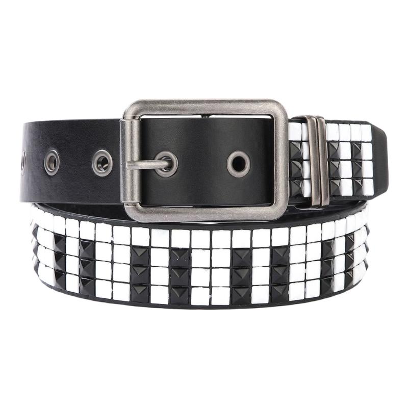 PU Leather Waist Belt Girdle With Piano Rivets Decor And Hollow Electroplating For Daily Commute Summer Style