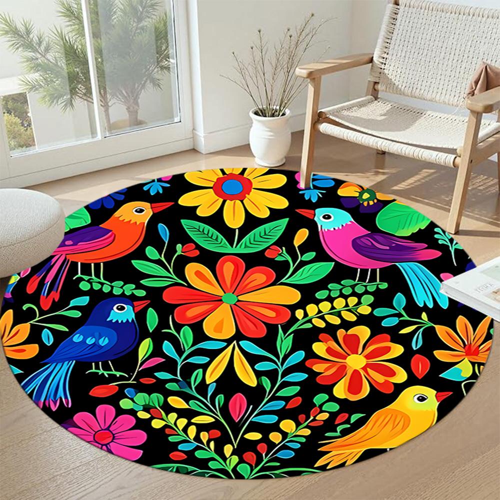 Flower Round Office Rug Perfect for Study Room Kitchen Dormitory Living Rooms Antislip Round Carpet Decorate Offices Best for Christmas