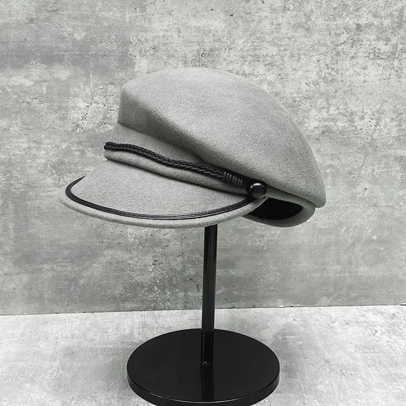 

Wool Equestrian Hat Femininity Face Peaked Cap Asymmetrical Newsboy Hat Tide M（56-58cm）