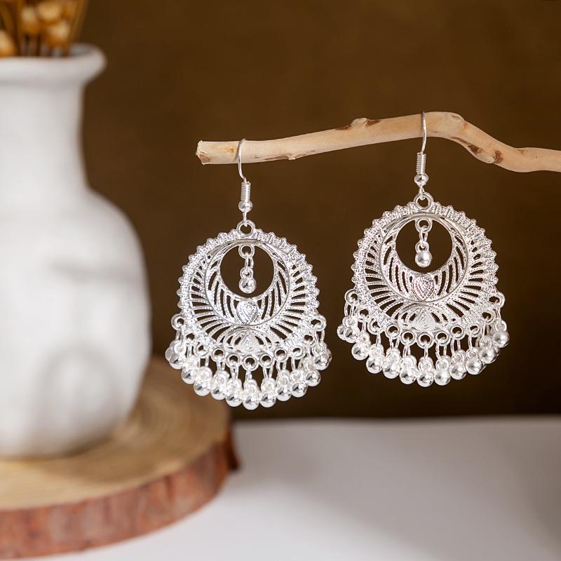 Miao Silver Tassel Dangle Earrings: Ethnic-Style Studs for Women