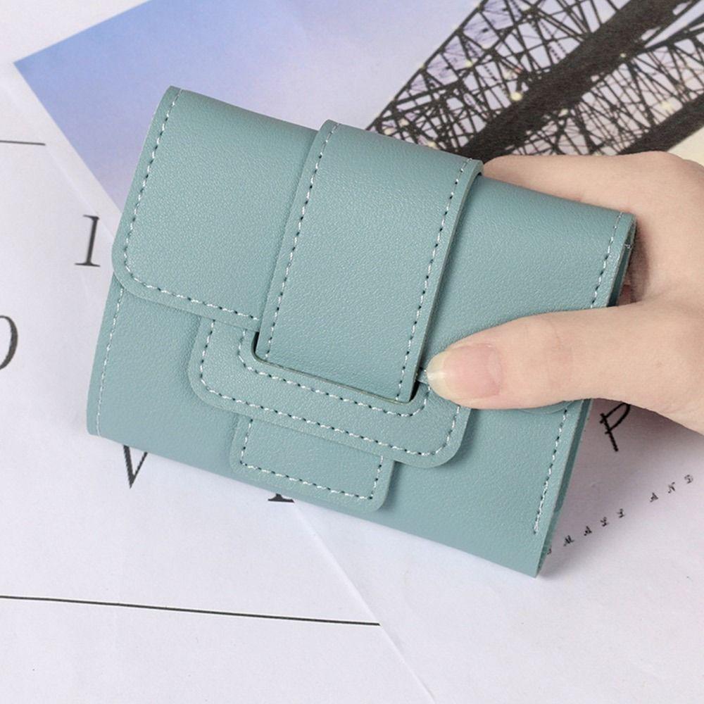 Thin Pouch Money Bag Card Holder Short Hasp Fold-over Purses PU Leather Wallets Coin Purses Women Wallets