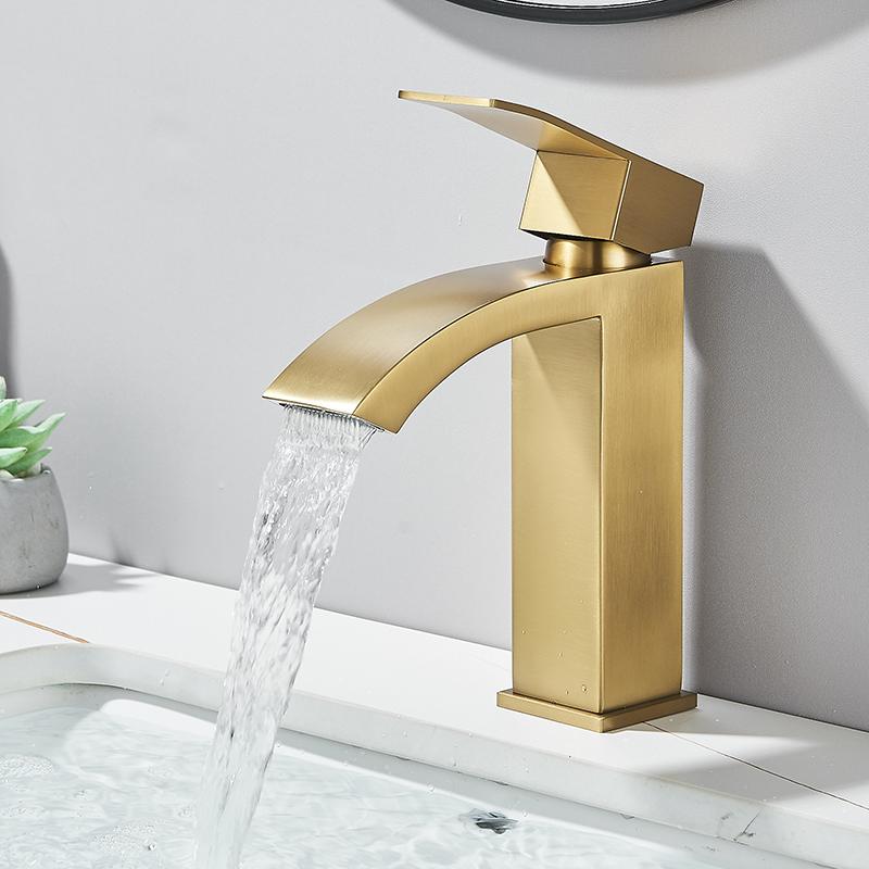 Basin Sink Bathroom Faucet Deck Mounted Hot Cold Water Basin Mixer Taps Matte Black Lavatory Sink Tap Crane