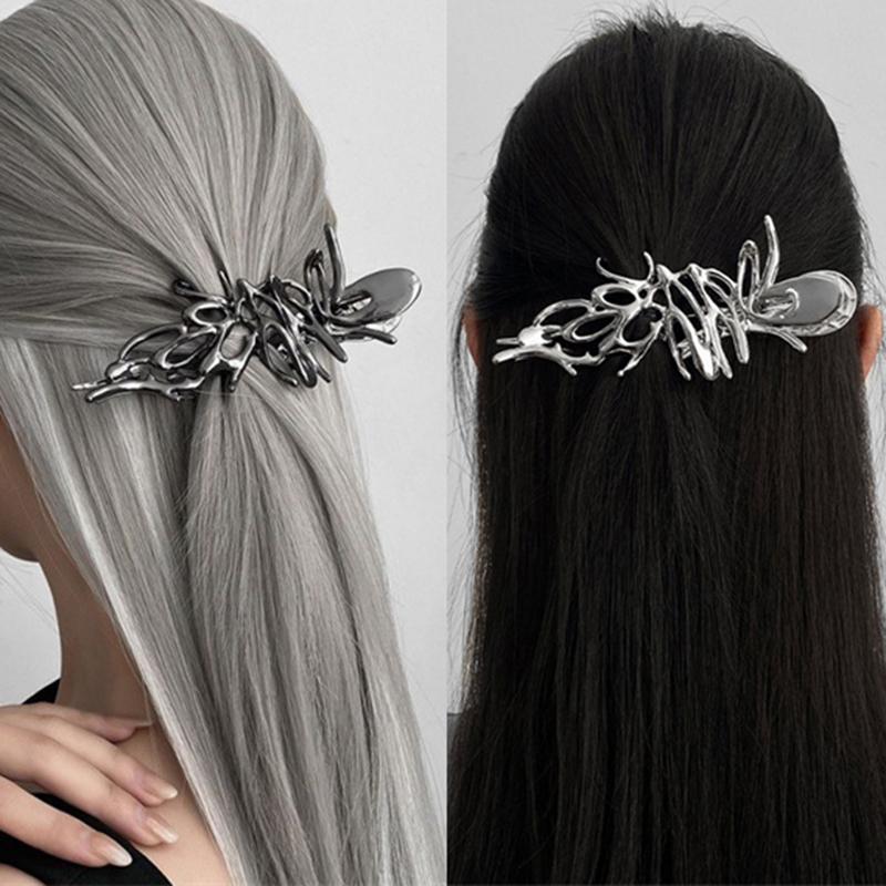 Y2K Geometric Women Hair Claw Clip Large Metal Shark Hair Clips Personality Nonslip Girls Grab Clamps Hair Accessories