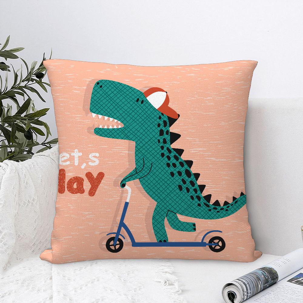 Cartoon Dinosaur Cute Pillow Case Plush Fabric Soft Pillowcase Double Sided Print Sofa Cushion Cover Throw Pillow Cover