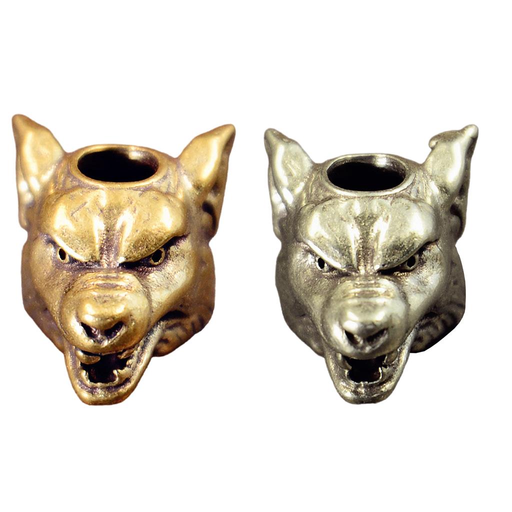 Einzigartiger Messing-Wolfskopf-Anhänger zur Rucksackdekoration Stilvoller Paracord-Schlüsselanhänger-Anhänger Schmuckherstellungszubehör